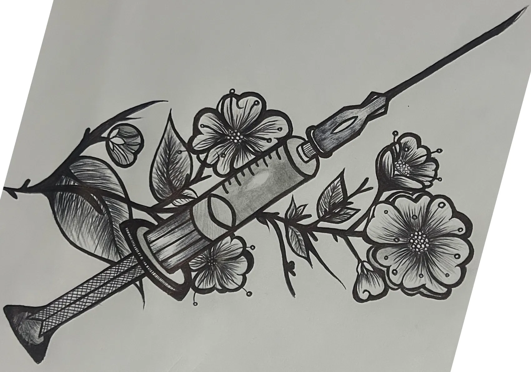 Hand drawn needle drawing